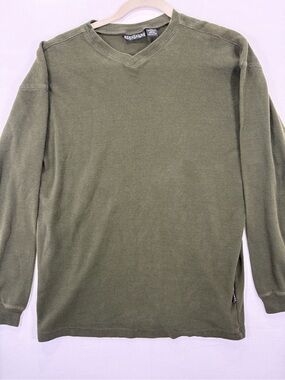 Structure Olive Green V-Neck Men's Sweater